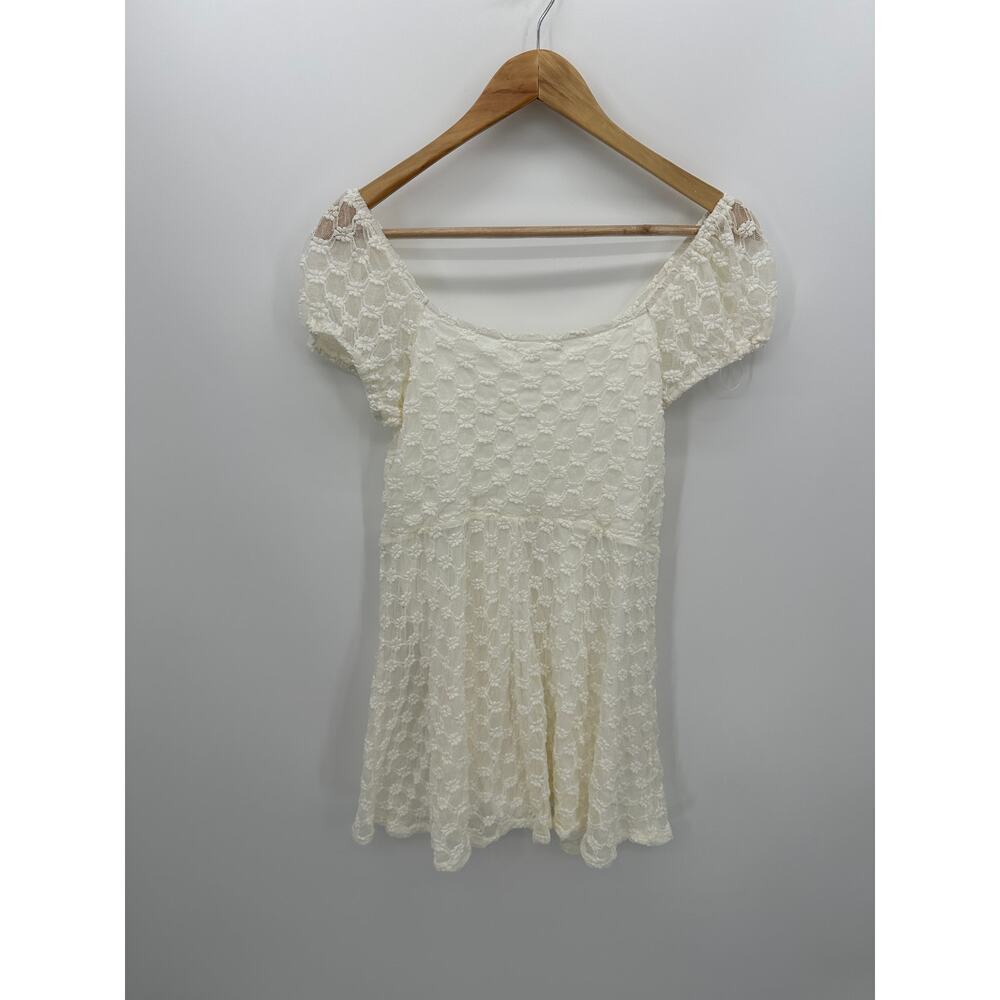 Aeropostale Cream Lace Mini Babydoll Dress Size L Witchy Fairy Coquette Dainty - Picture 2 of 7